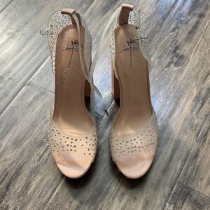 Bisou Bisou Beige Rhinestone Heels